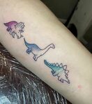 Three Dinosaur Tattoo, Color Tattoo, Dinosaur Tattoo #dinosa