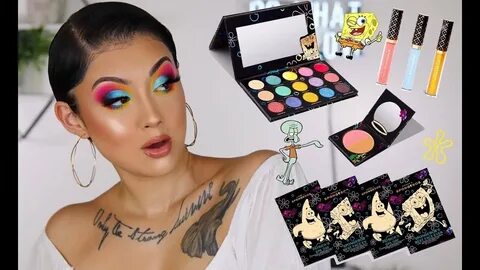 TRYING SPONGEBOB MAKEUP! NEW Hipdot x Spongebob Collection -