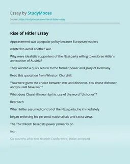 Essay hitler