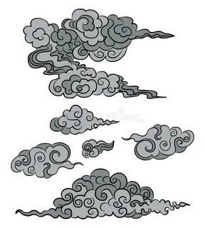 Japanese Clouds and Wave for Tattoo Design.Chinese Clouds. S