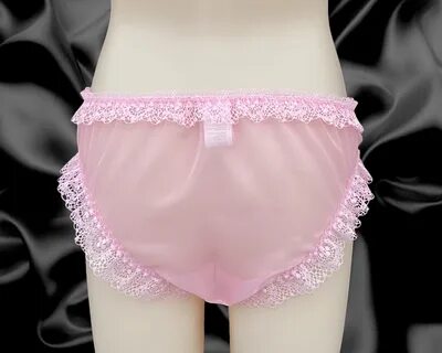 Baby Pink Sissy Sheer Soft Nylon Frilly Lace Briefs Panties Knickers Size 10-20 