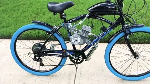 Kent Blue 80cc Motorized Bike Southern Custom CC - YouTube