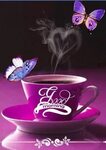 Good morning coffee purple butterflies hearts Good morning c