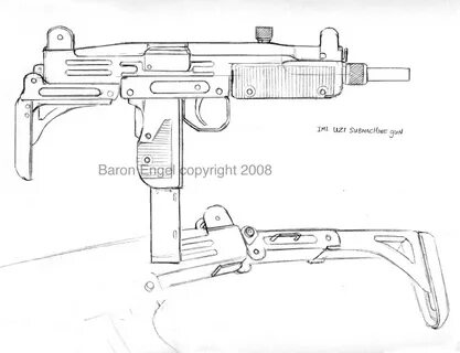 Drawn shotgun uzi - Pencil and in color drawn shotgun uzi Go