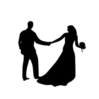 Black silhouette of a wedding couple free image download