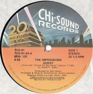 The Impressions - Sorry (1979, Vinyl) - Discogs