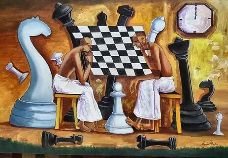 Chess Players Painting by Sushil Thapa Saatchi Art
