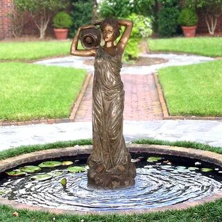 Metal Lady Female Sculpture Bronze Woman Pot Pouring Water F