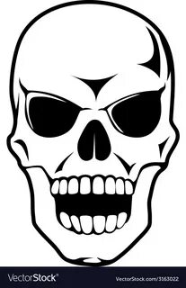 Black skull in cartoon style Royalty Free Vector Image