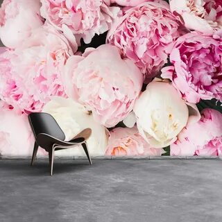 Peonies Pink Peel and Stick or Classic Glue Photo Wallpaper 