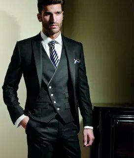 Maßgeschneiderter schwarzer Anzug 3-teiliger Anzug Herrenanz
