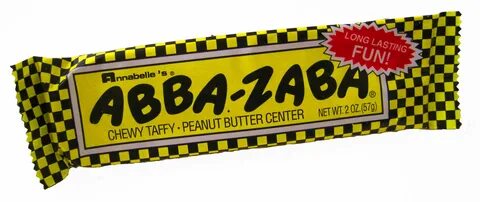 Abba-Zaba is a taffy candy bar with peanut butter centers, m