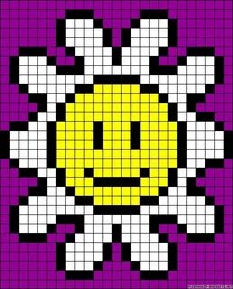 Smiley flower perler bead pattern 십자수 및 패턴