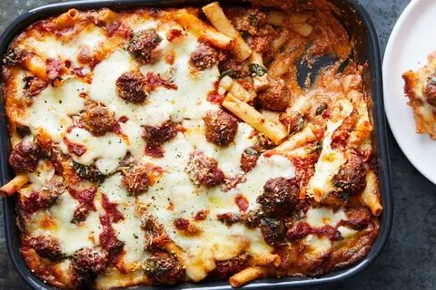 Baked Ziti With Sausage Meatballs and Spinach Recipe - NYT C