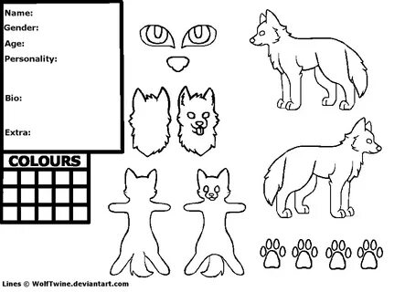 Free Wolf Reference Sheet Lineart - MS Paint by Twine-Adopts