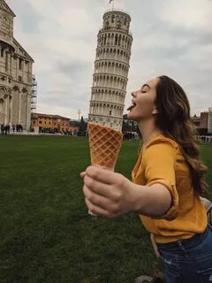 Ice cream at the Leaning Tower of Pisa - Pisa, Italy! Check 