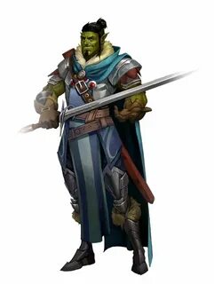 Male Half-Orc Fighter Warrior Adventurer - Pathfinder PFRPG 