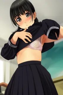 Safebooru - 1girl :o armpits bangs black eyes black hair bla