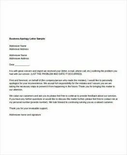 Business Apology Letter For Mistake The Letter Sle by Sle Ap
