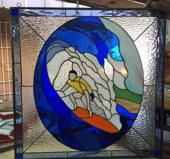 Awesome! "Blue room" Stained Glass Surfer Panel - StainedGla