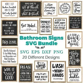 Bathroom Sign Svg Bundle Funny Bathroom Svg Restroom Quotes 