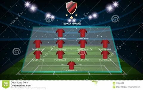 Football Grass Field with Football Starting Line Up Player S