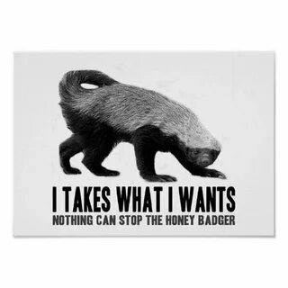 Honey Badger - I Takes What I Wants Poster Zazzle.com