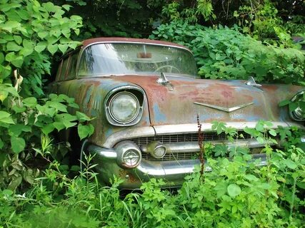 A RUSTY 1957 CHEVY WAGON IN THE WEEDS IN JULY 2013 Flickr