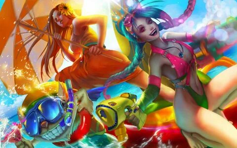 Pool Party Jinx Warrior Skins League Of Legends Fantasy Art 