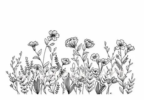 Wildflowers Medley Wall Art Hand Drawn Florals Wildflower Et