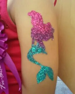 Ariel graduated pink purple aqua Glitter tattoo, Mermaid tat