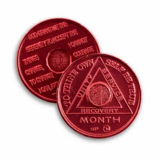 Red Tri Plate Alcoholics Anonymous 15 Year AA Medallion Coin