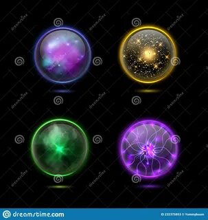 Glowing Energy Sphere And Shiny Lightning Stock Vector - Illustration of ps...