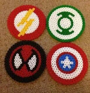 Super Hero Coasters Perler beads designs, Melty bead pattern