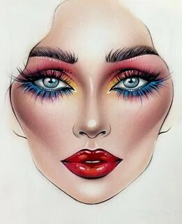 ♡ Makeup Face Chart by Milk1422 ♡ Sketsa wajah, Makeup fanta
