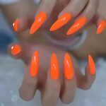 Экстра Длинные накладные ногти апельсинового цвета стилеты д