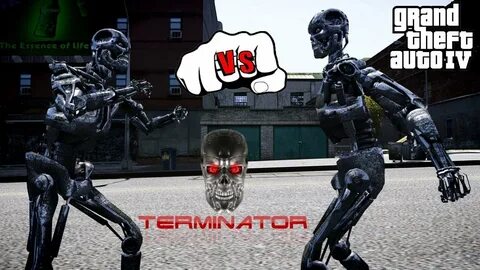 T-600 VS T-800 TERMINATOR FIGHT GTA IV - YouTube