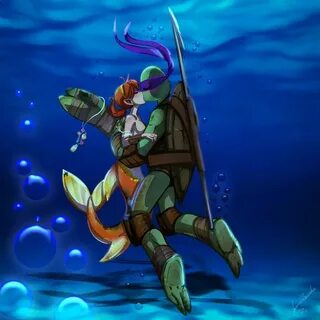 Donatello+April 'Ninja Sea Turtle Love by JasmineAlexandra o