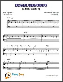 Interstellar Main Theme Sheet Music for Piano Download