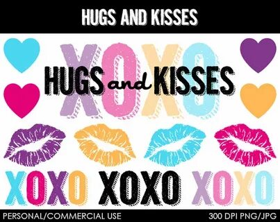 Kisses clipart hugs and kisses - Pencil and in color kisses 