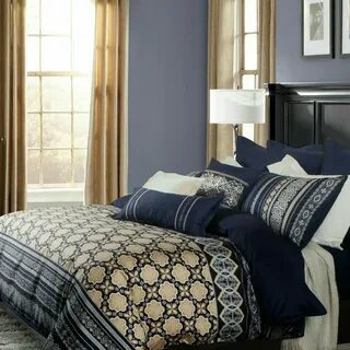 #LuxuryBeddingNavy Luxury bedding, Blue and gold bedroom, Lu