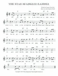 The Star Spangled Banner Free Lead Sheet Lead sheet, Piano m