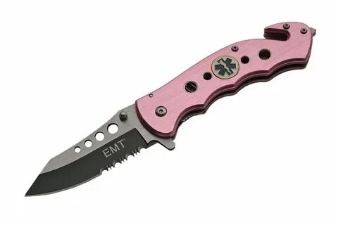 4.5" PINK EMS KNIFE - SPRING ASSIST - Grey Eagle Trader