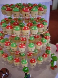 Super Mario Bros & 1UP Mushrrom Wedding Cupcake Tower Super 