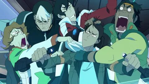 Shiro, Keith, Pidge, and Hunk in the Blue Lion with Lance an