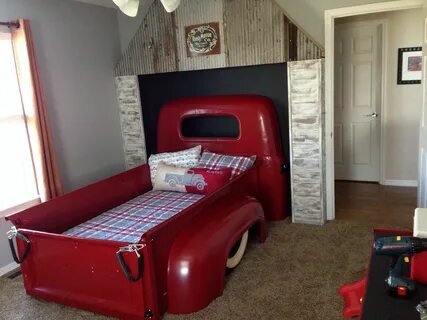 Twin truck bed garage furniture bedroom decor kids child's r