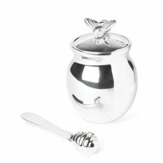 Silver plated honey bee honey jar and spreader from www.anna