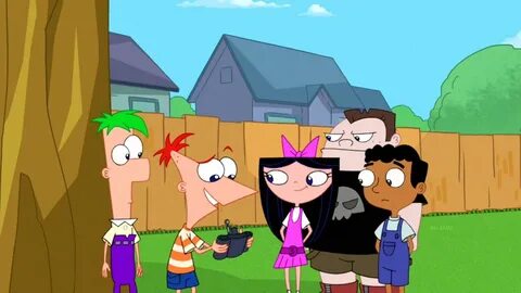 Playing a video game Phineas and ferb, Disney illustration, 