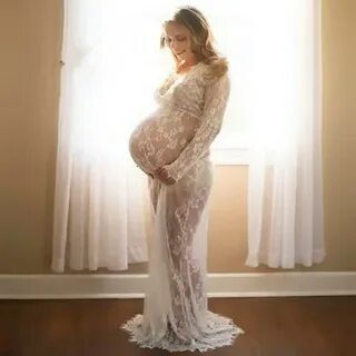 SexeMara Maternity photography props Maternity dress Lace Ma