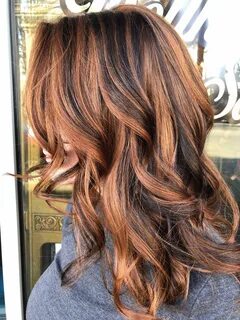 Natural redhead with dark brown lowlight balayage Natural re